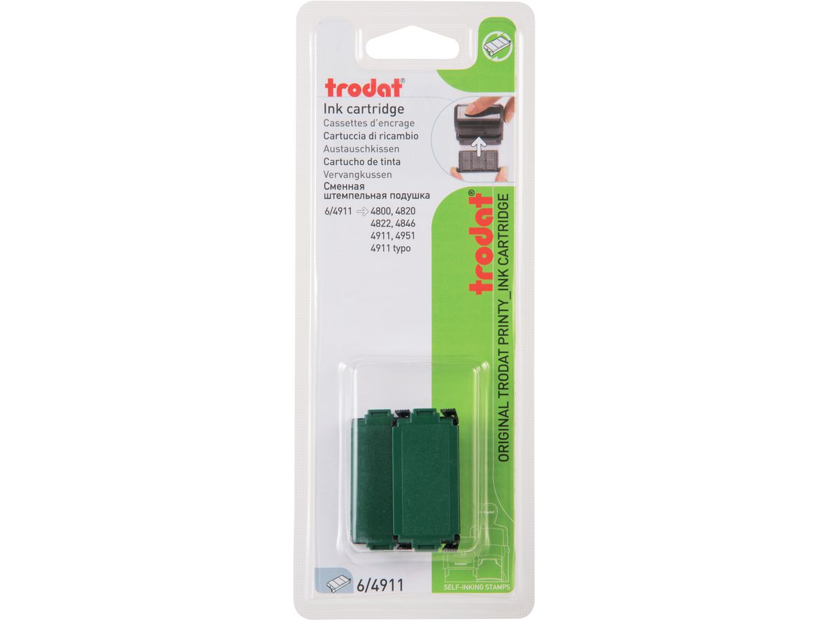 TRODAT Cuscinetto per timbri 6/4911EKG verde 2 pezzi (9008056834236)