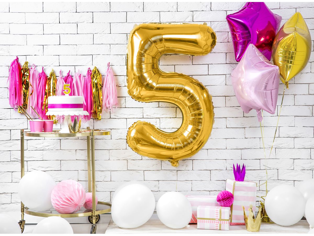 PARTYDECO Palloncino in foil no. 5 86cm FB1M-5-019 oro (5902230736153)