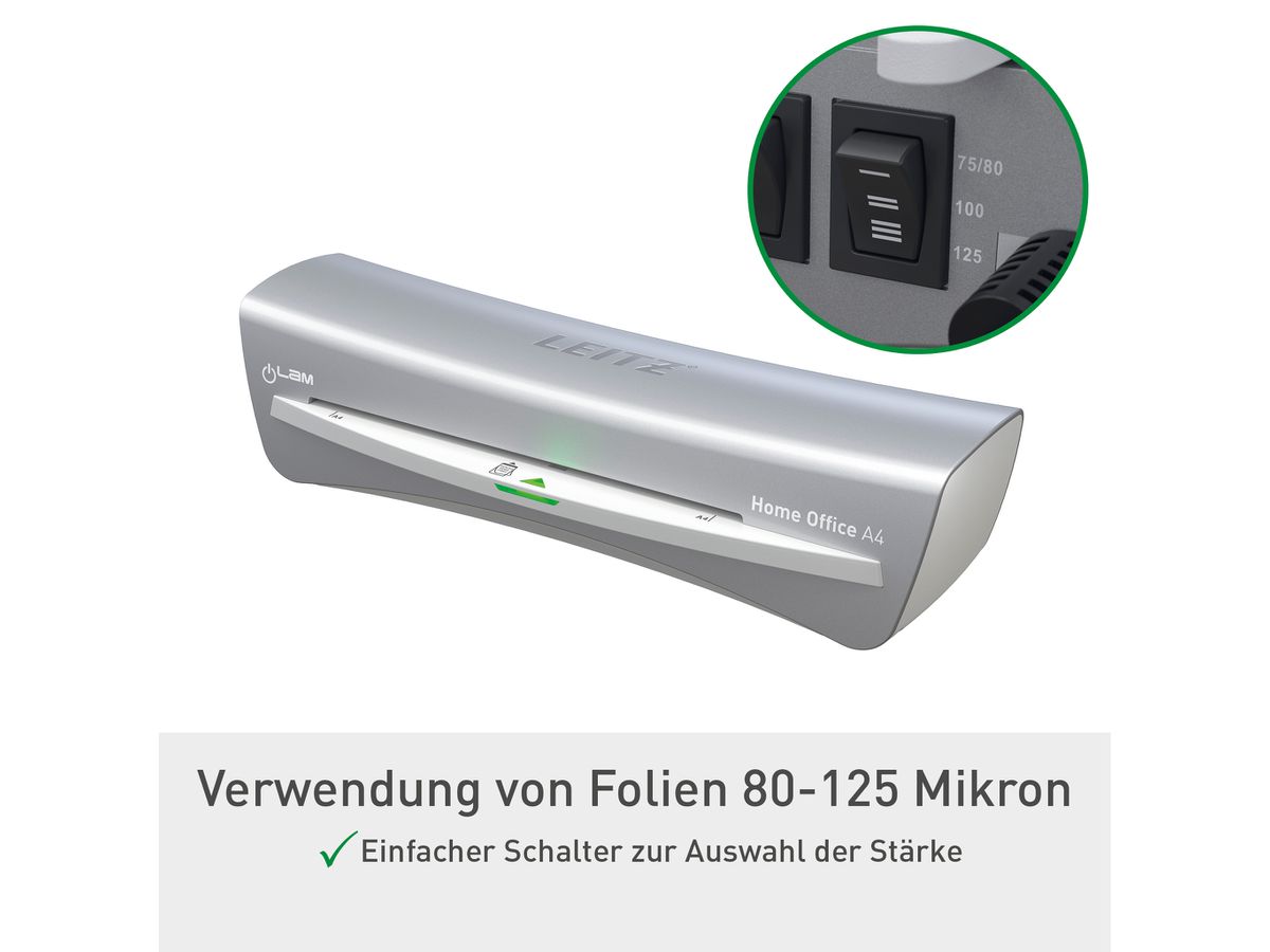 LEITZ Plastificatr. iLAM Home Office 73680089 grigio A4 (4002432112968)