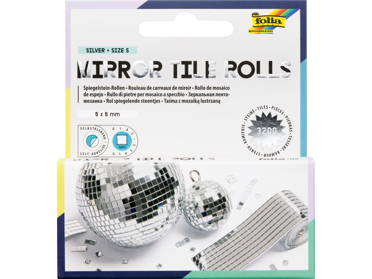 FOLIA Pierres de miroir 5x5mm 540560 2 rouleaux de 4cmx1m (4001868138306)