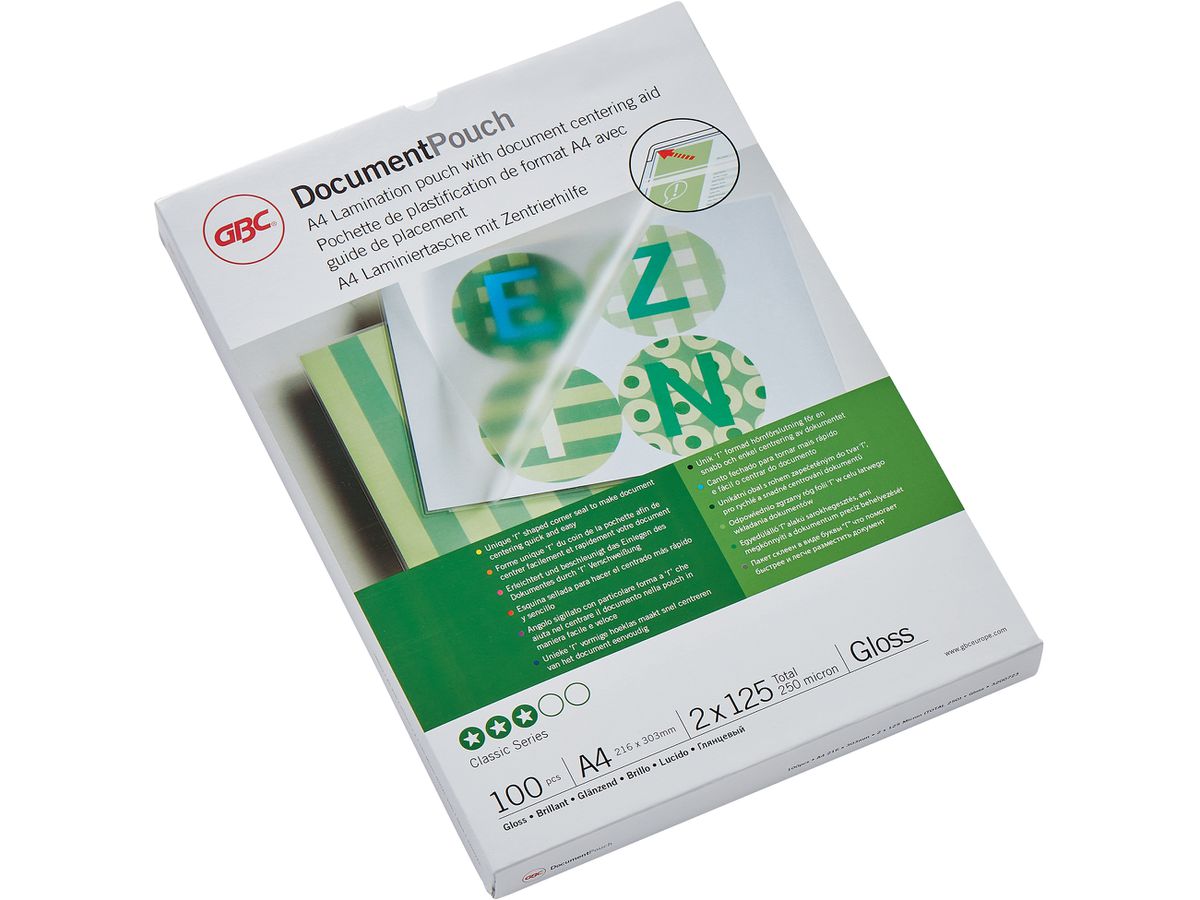 GBC Laminiertasche A4 3200723 glanz, 125my 100 Stk (0033816024021)