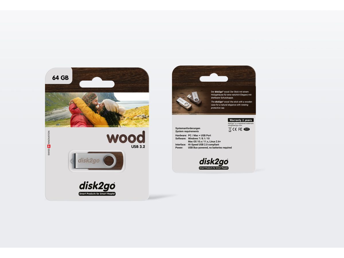DISK2GO USB-Stick wood 64GB 30006663 USB 3.0 (7640111166993)