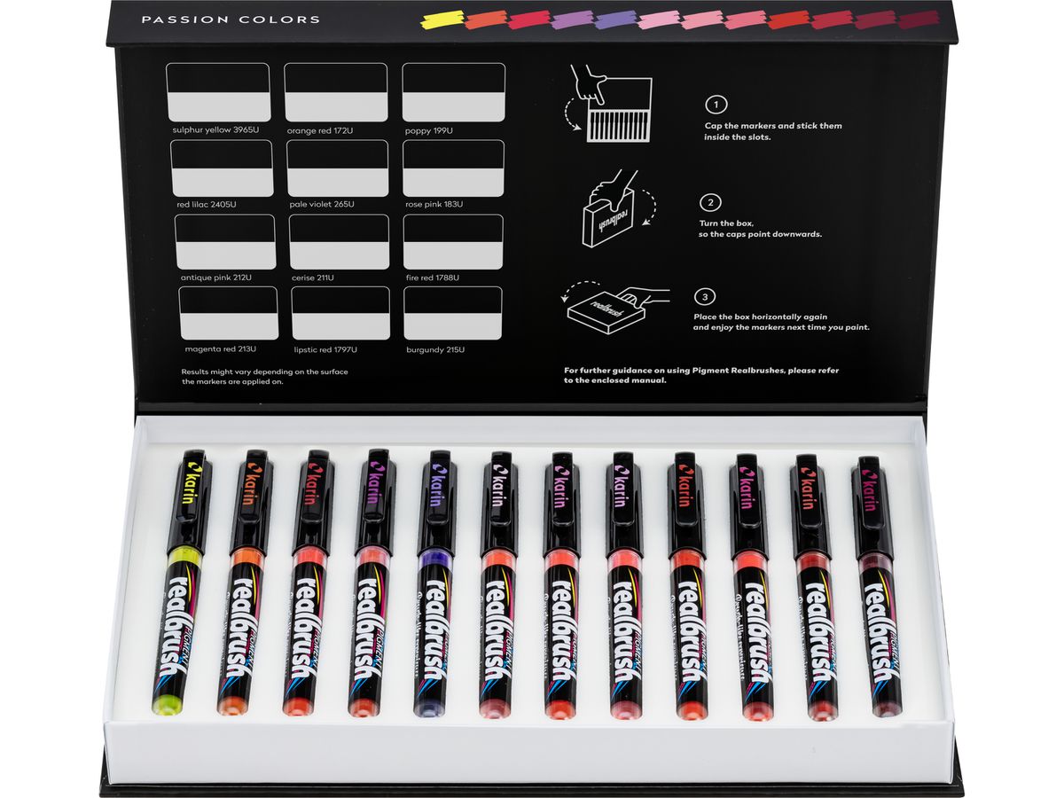 KARIN Real Brush Pen 0.4mm 33C6 Pigment, Passion Colors (5904446031619)