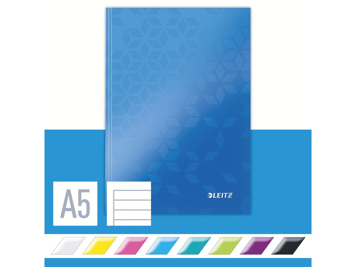 LEITZ Notizbuch WOW A5 46271036 liniert, 90g blau (4002432399574)