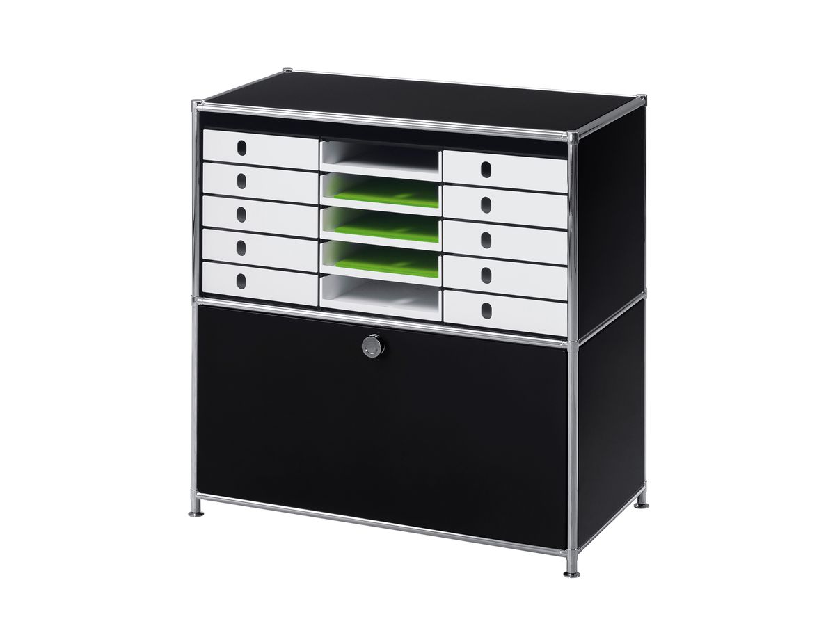 STYRO Scatola con cassetti styroval 14-8000.92 nero/bianco 5 cassetti chiuso (7612176073875)