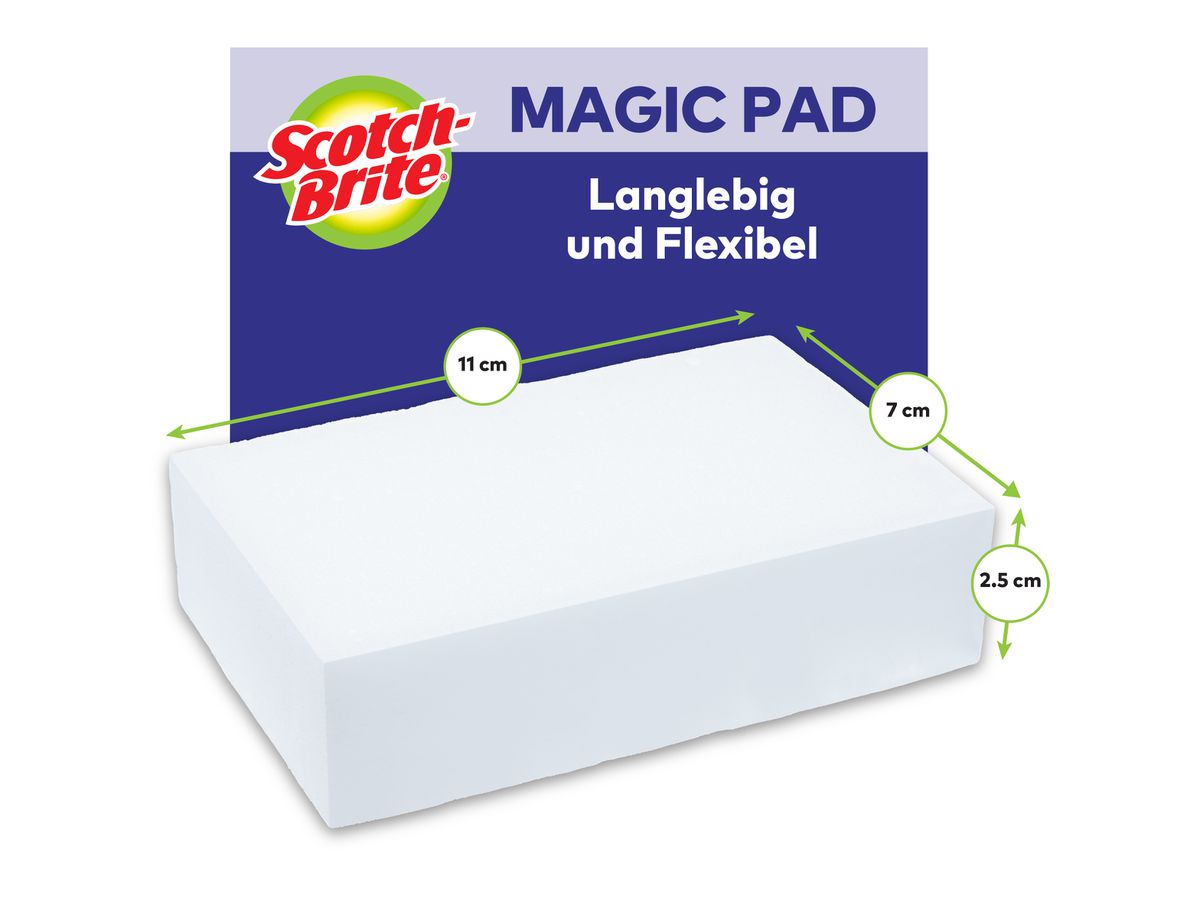 SCOTCH-BRITE Gomme tache 11x7x3cm SB831/2 Magic2, blanc 2 pcs. (4054596292987)
