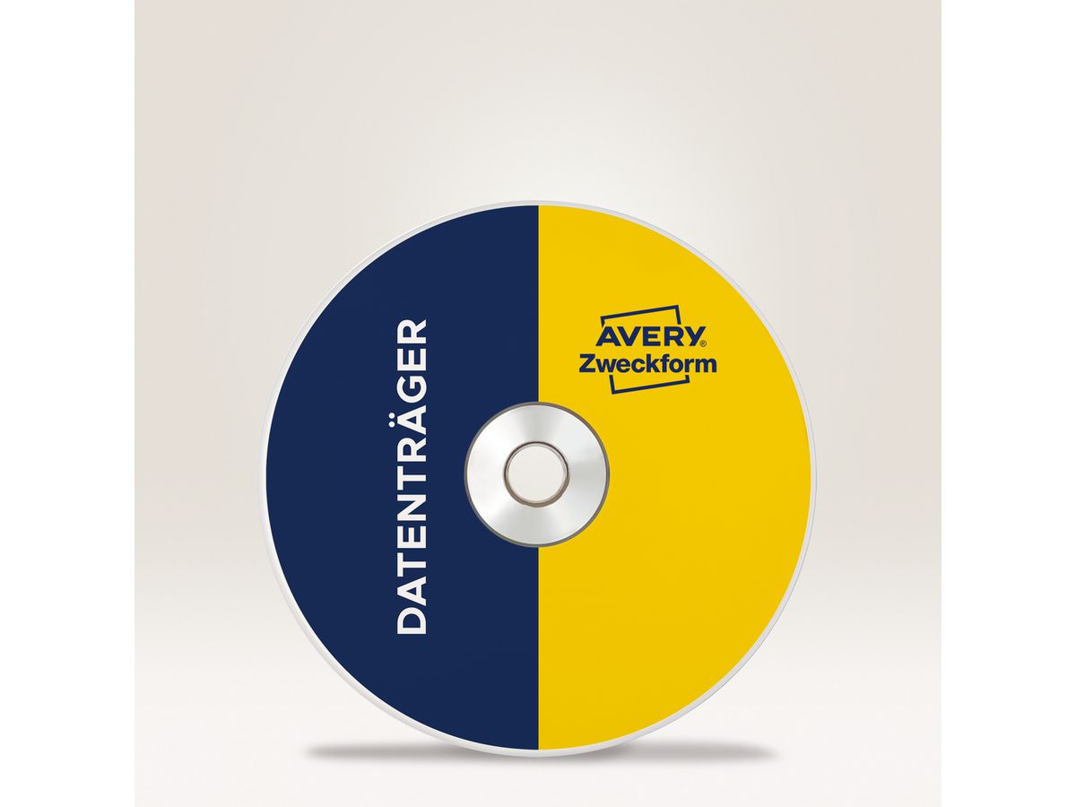 AVERY ZWECKFORM Etikette f. CD, glossy 117mm C9660-25 InkJet,SuperSize 50 St./25 Bl. (4004182233849)