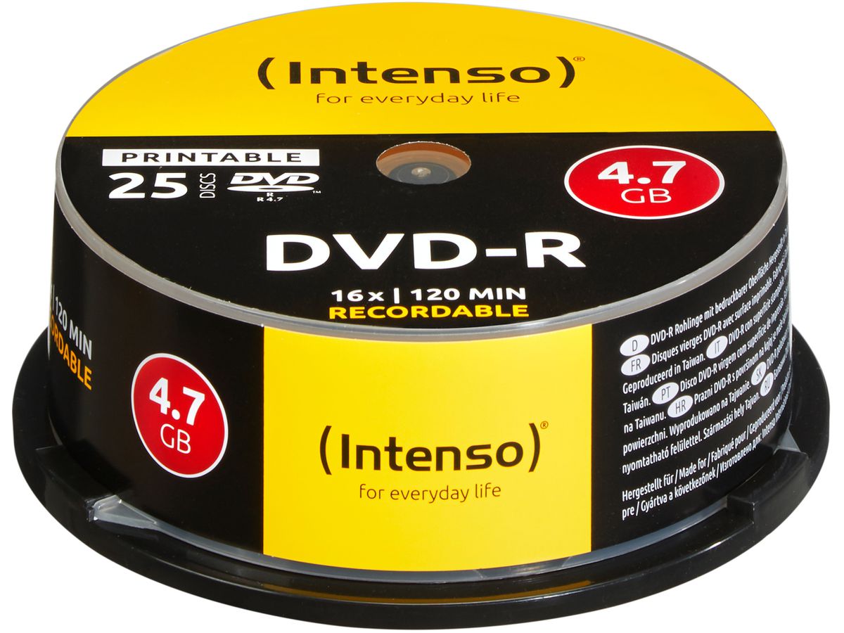 INTENSO DVD-R Cake Box 4.7 GB 4801154 16x Printable 25 Pcs (4034303004621)