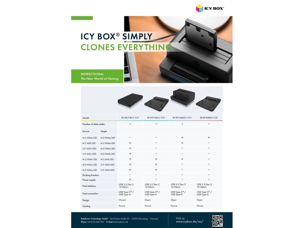 ICY BOX Docking- & Clonestation IB-2913MCL-C31 M.2 & 2.5 & 3.5 to M.2 NVMe (4250078173151)