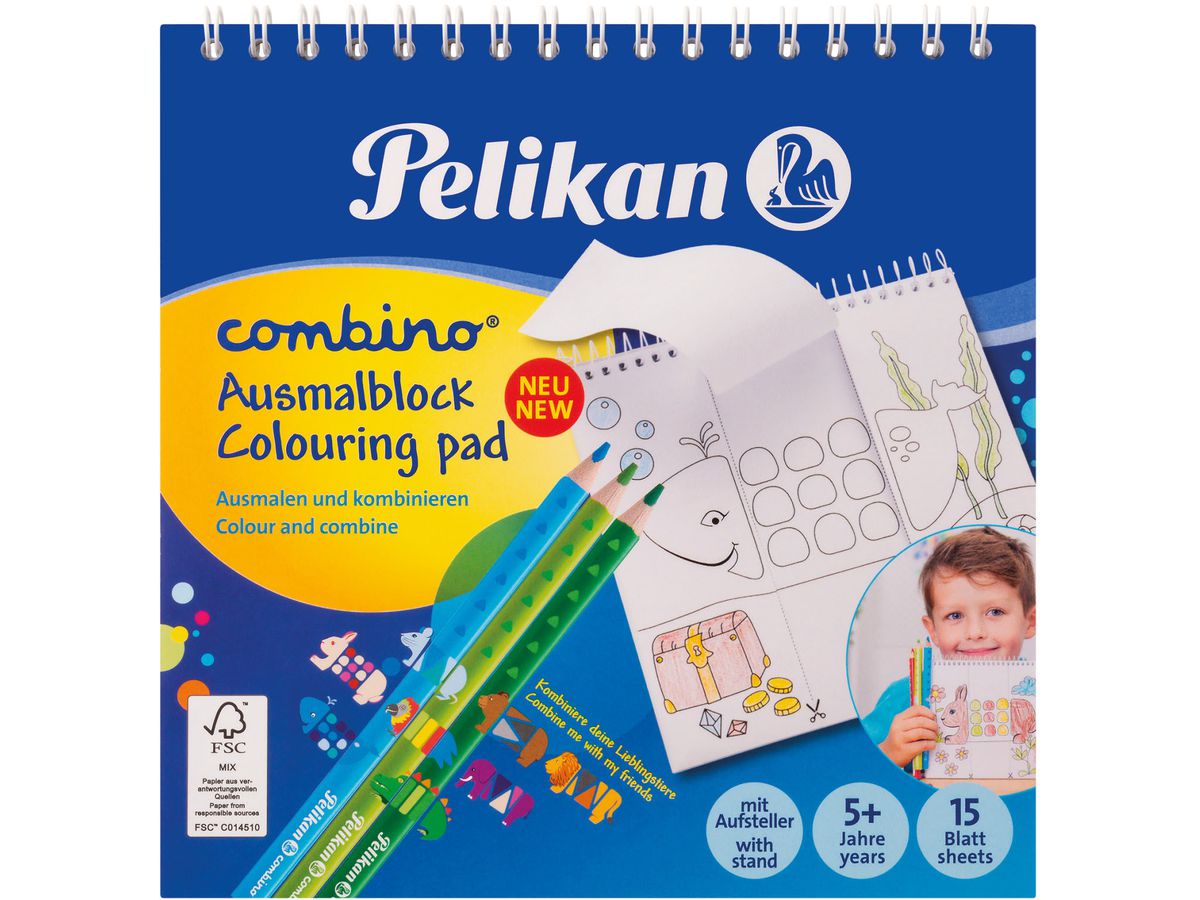 PELIKAN Bloc à dessin Combino 15x15cm 811231 15 flls. animals (4012700811233)