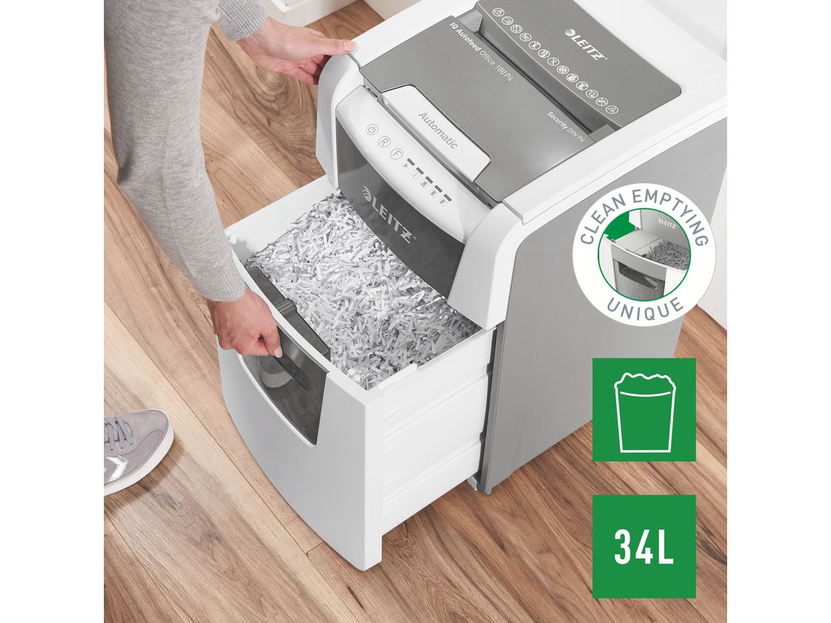 LEITZ Aktenvernichter IQ AF 8011-20-00 Small Office 100, P-4, 34lt (4002432126392)