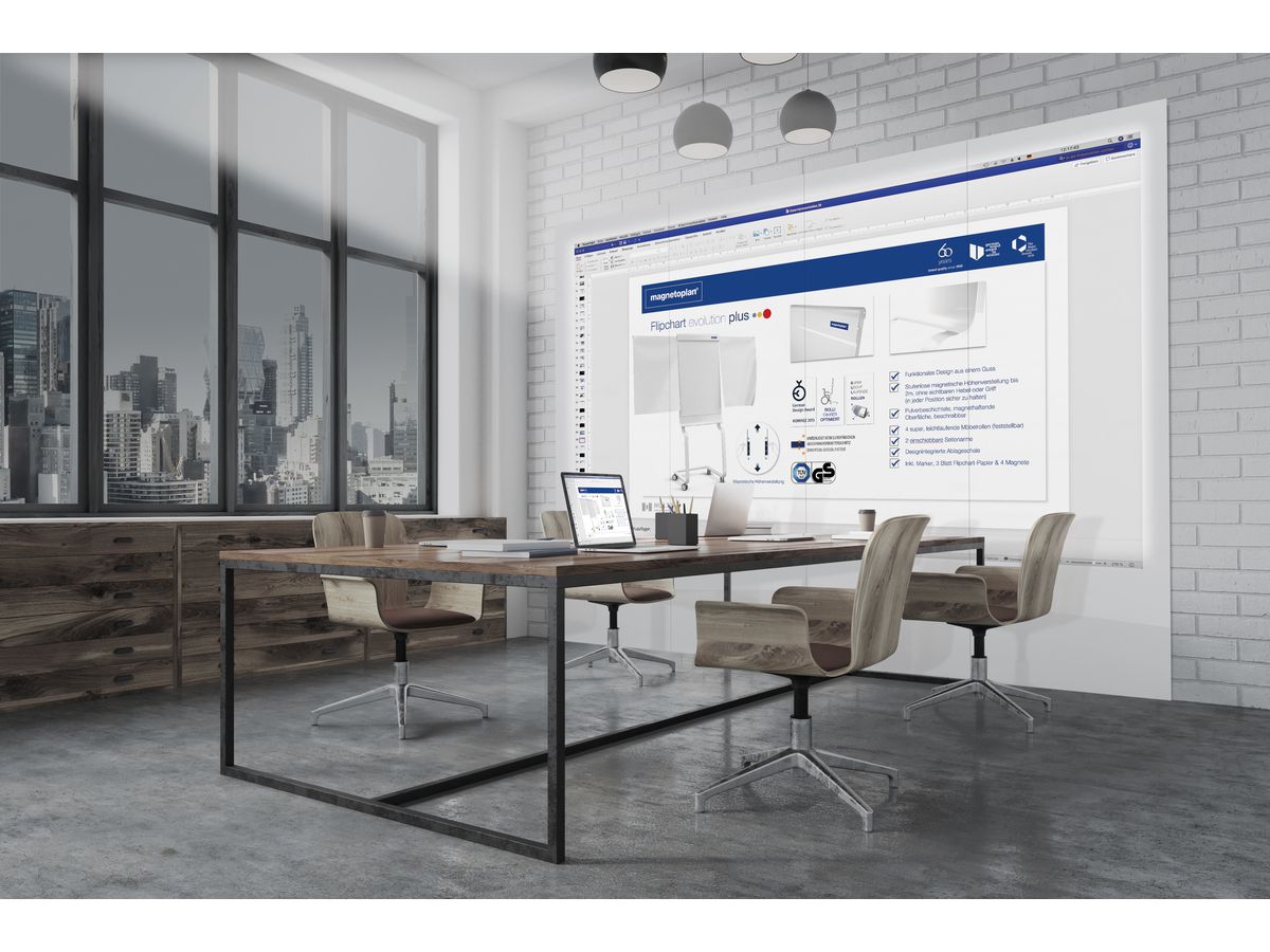 MAGNETOPLAN Infinity Wall X Projection 1041401 blanc, mica émail. 1180x1890mm (4013695061313)