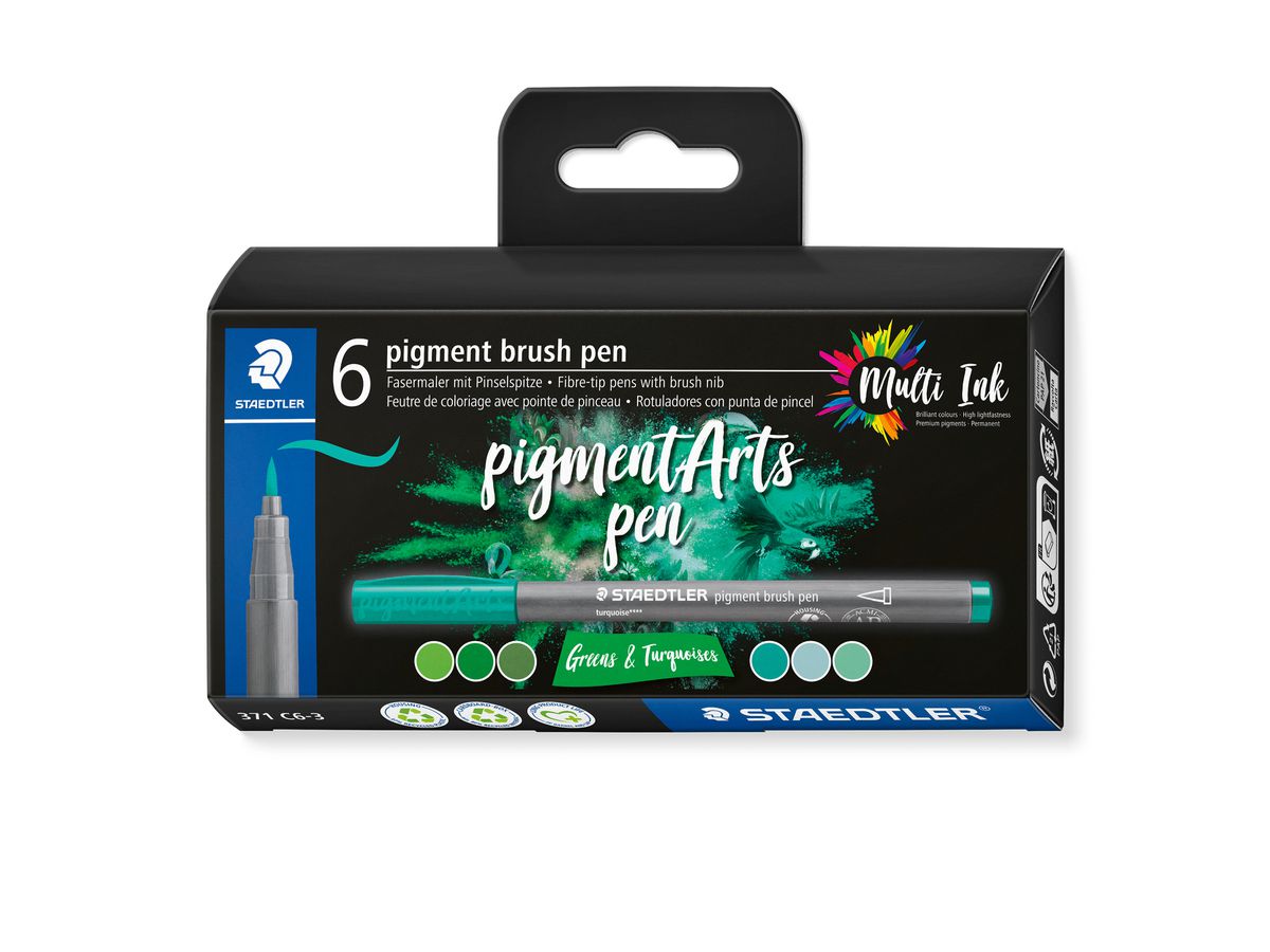 STAEDTLER Feutre de coloriage à brush 371 C6-3 pigment pen 376 6er Set (4007817097144)