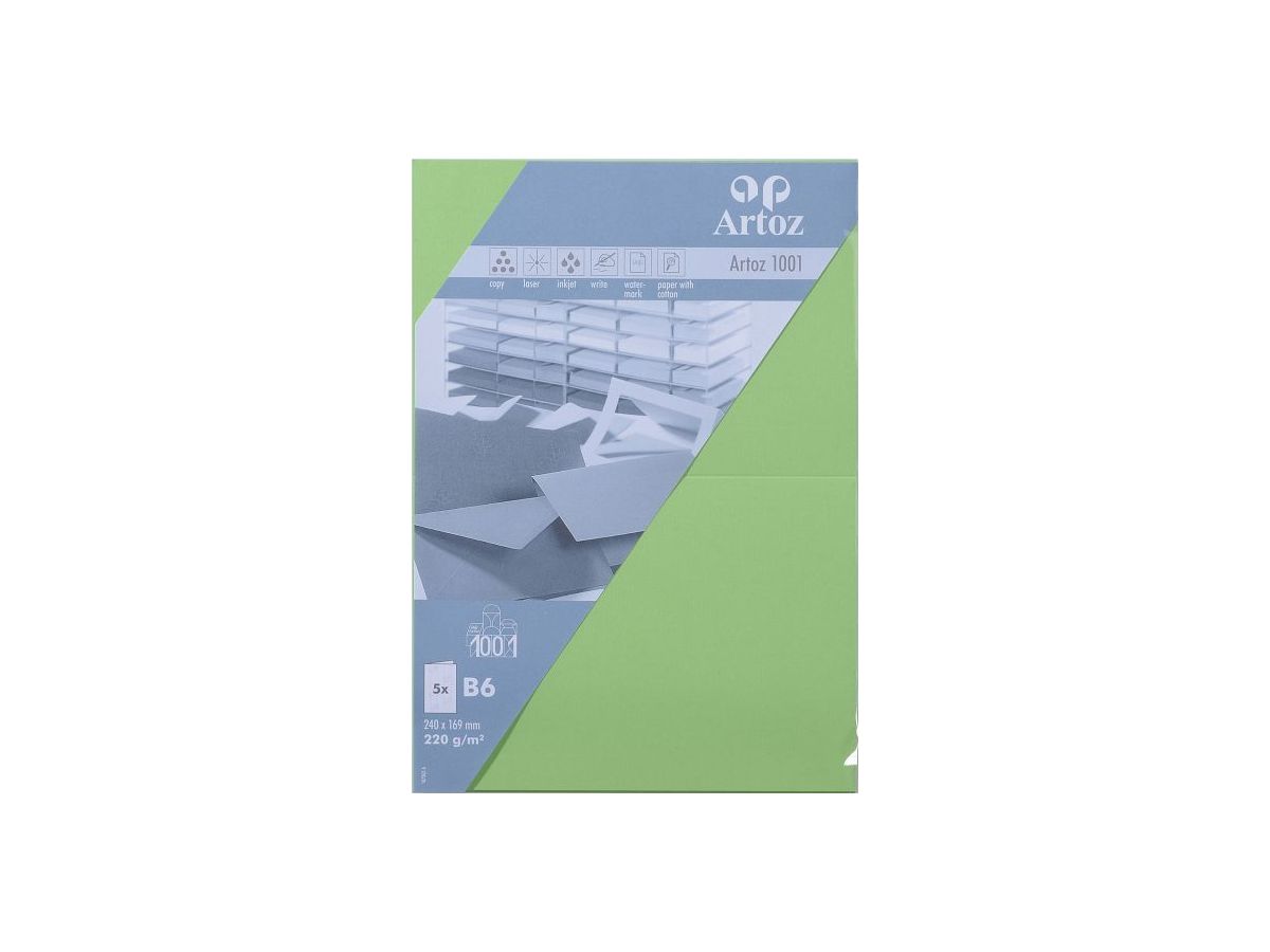ARTOZ Karten 1001 B6 107362263 220g, birkengrün 5 Blatt (7612450247688)