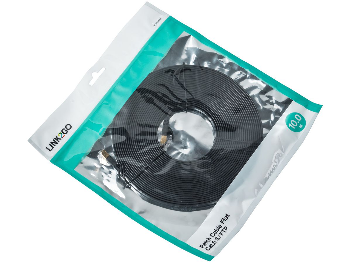 LINK2GO Patch Cable piatto Cat.6 PC6313SBP STP, 10m (7613058030184)