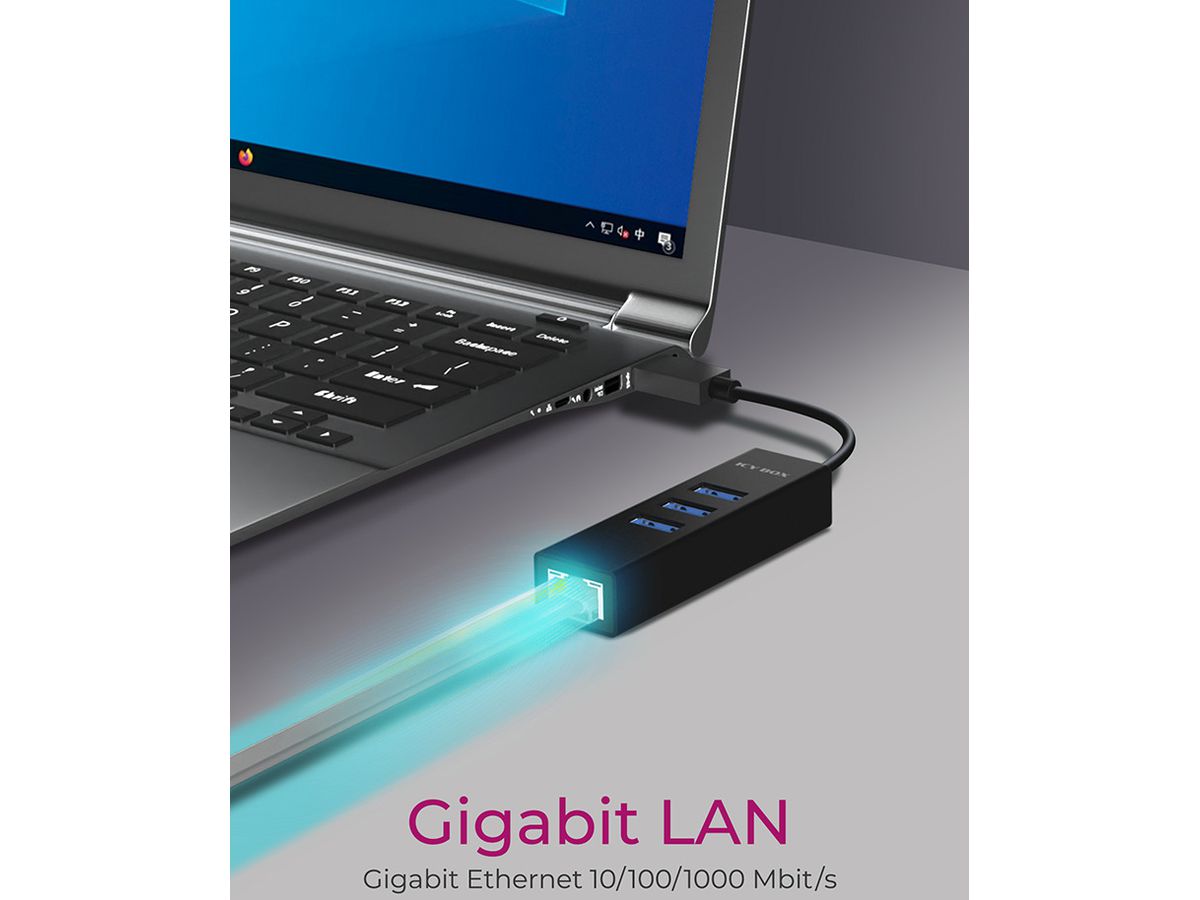 ICY BOX USB Hub & Gigabit Eth. LAN IB-HUB1419-LAN 3x USB-A (4250078171805)