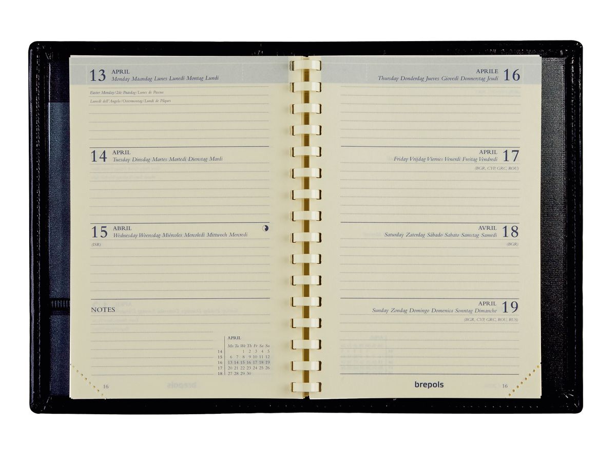 BREPOLS Agenda Delta Genova Plast 2026 0.834.2051 1S/2P noir 8.1x12cm (5412303124379)