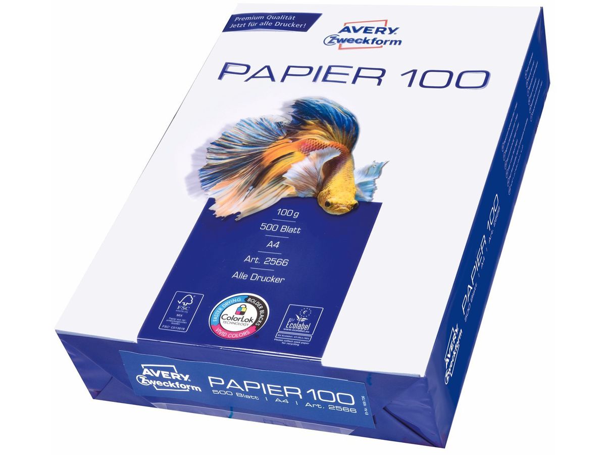 AVERY ZWECKFORM InkJet Paper A4 2566 100g, bianco 500 fogli (4004182247877)