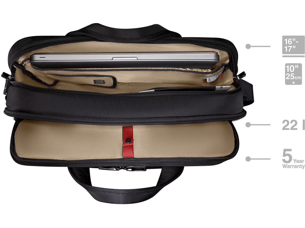 WENGER Laptop Briefcase 16 - 17inch 653498 Meteor Brief Black (7611160287892)