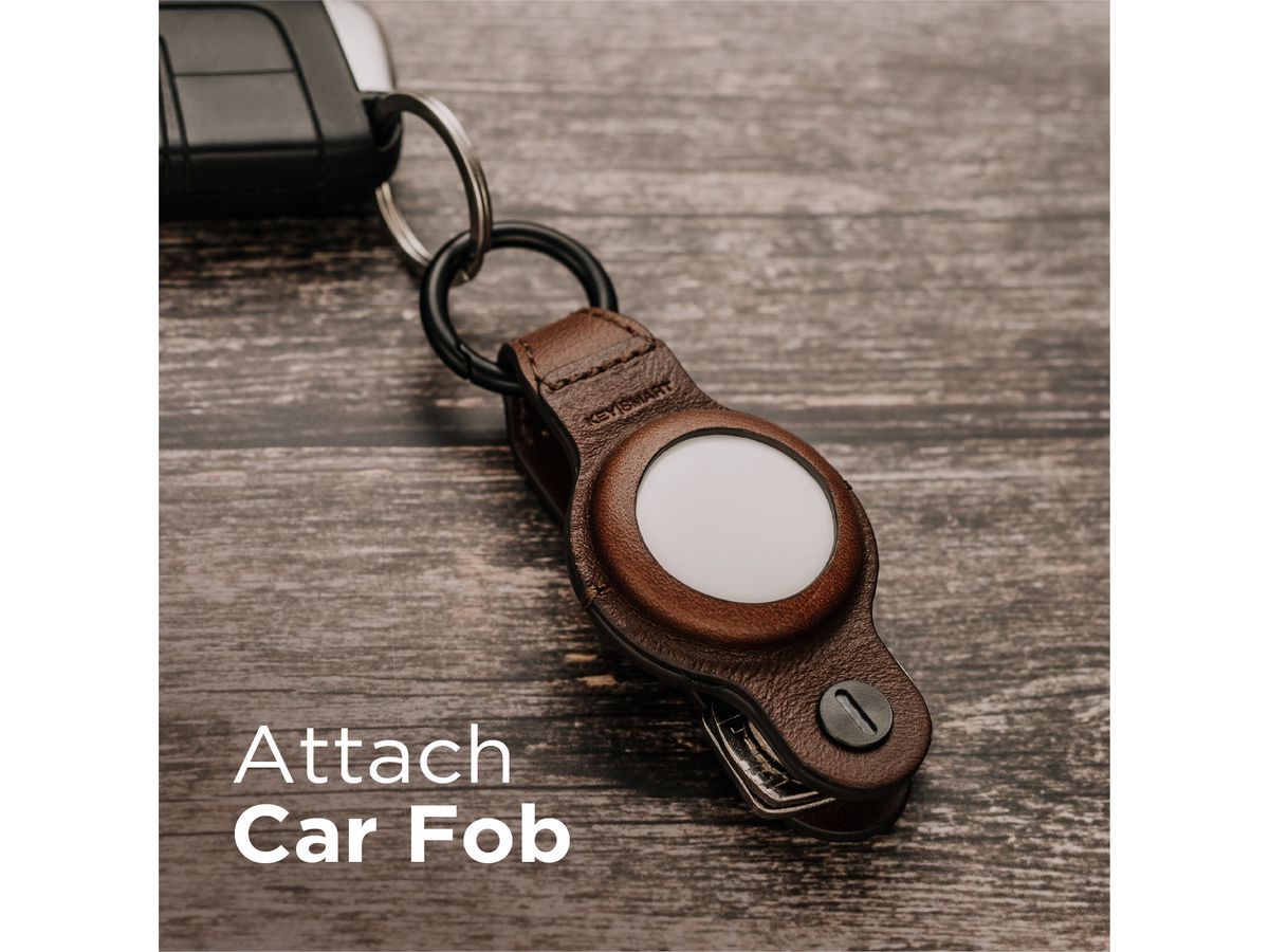 KEYSMART Air Genuine Leather Compact KS040-BRN-LEA Key Holder for AirTag, Brown (0810024053957)