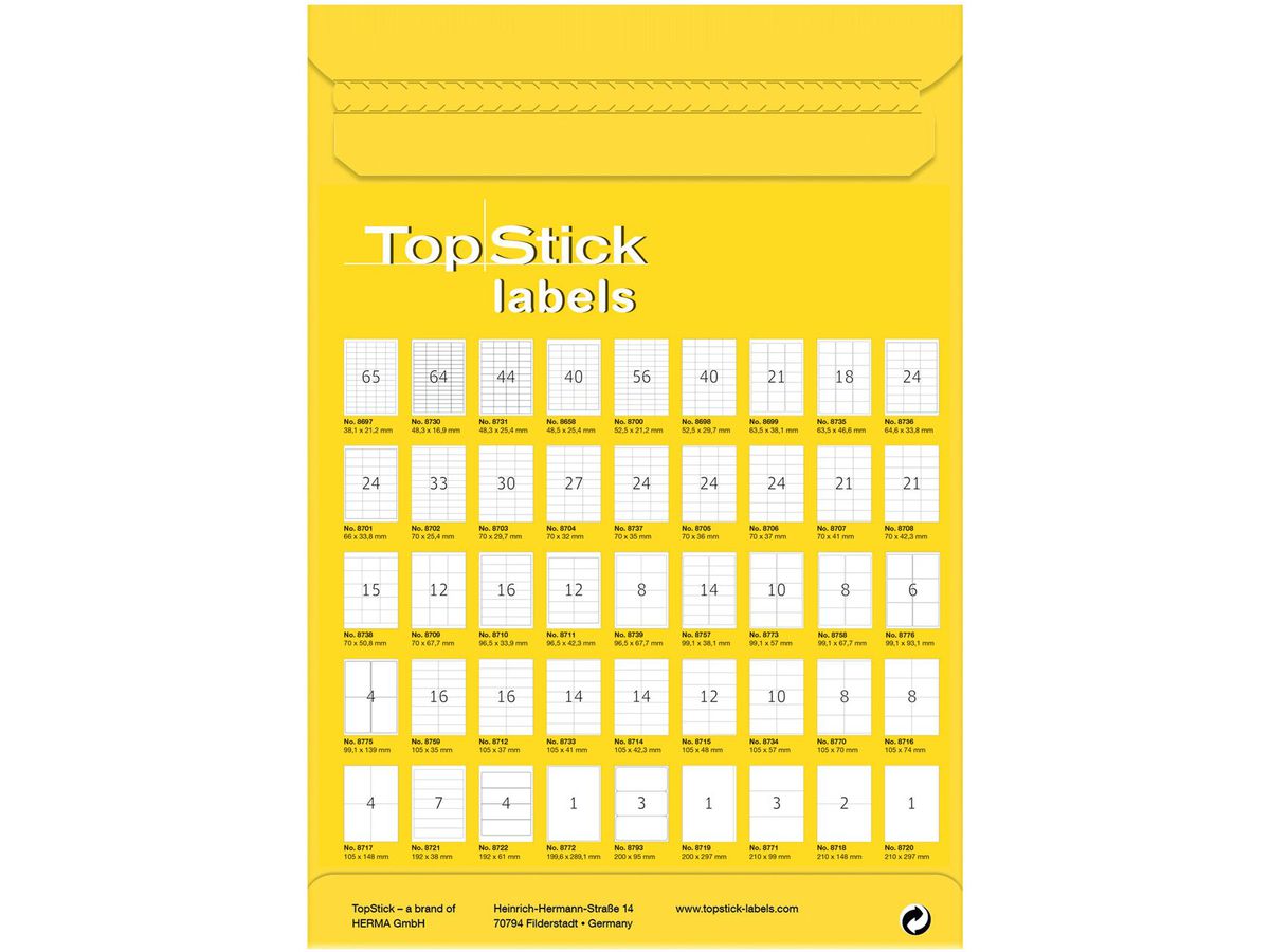 HERMA Etiketten TopStick 30.5x16.9mm 8728 Universal, weiss 9600 Stück (4023145087282)