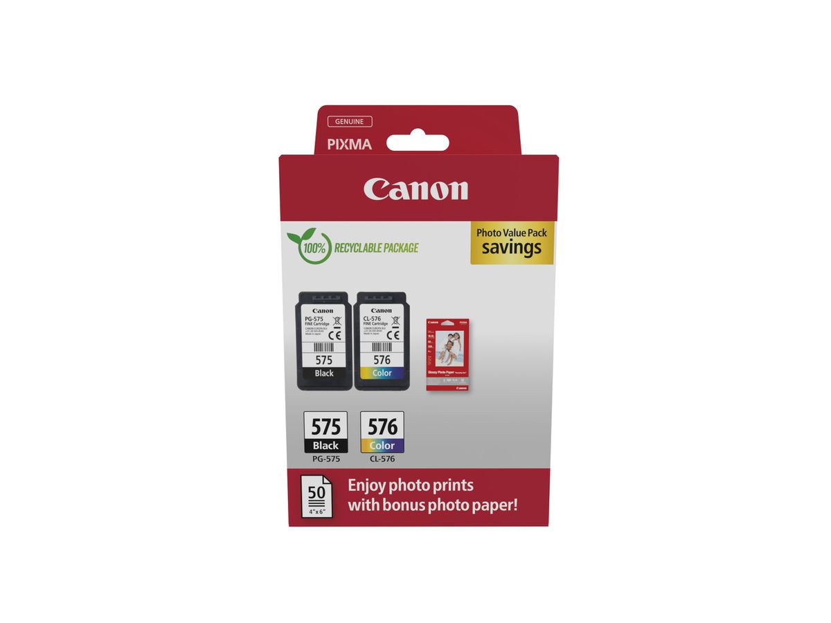 CANON Photo Value Pack BKCMY PGCL575/6 Pixma TR4750i GP-501 50Bl. (8714574679730)