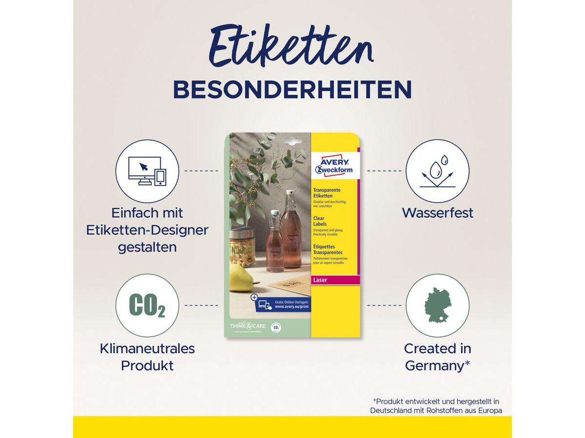 AVERY ZWECKFORM Etichette 96x50,8mm L7783-25 chiaro 250 pezzi (4004182252550)