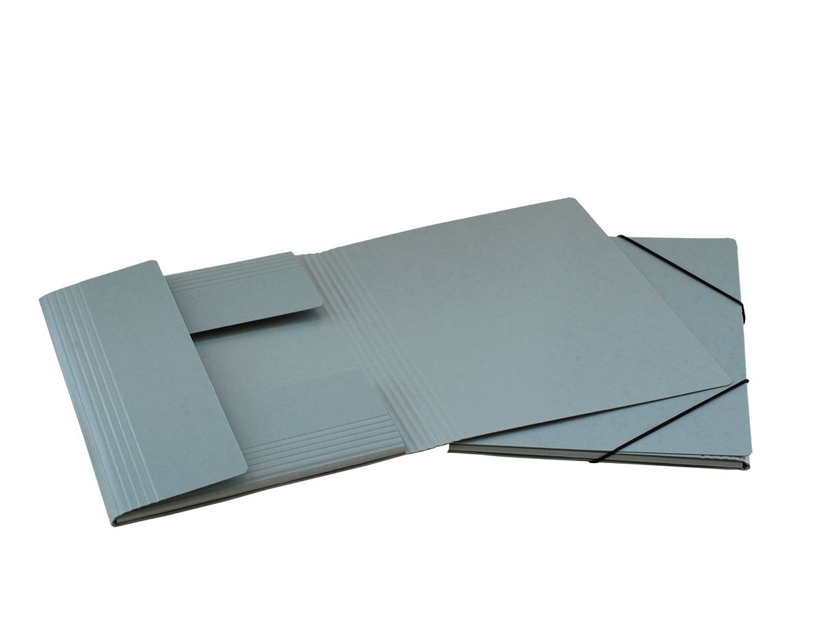 EROLA Dossier à élastique 650my A4 33299 gris carton fibre 3 rabats (7640114443381)