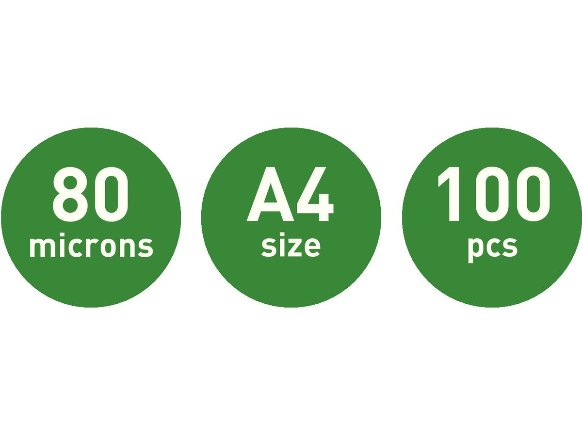 LEITZ Pochettes à plastifier A4 33872 brillant, 80my 100 pcs. (5411313338721)