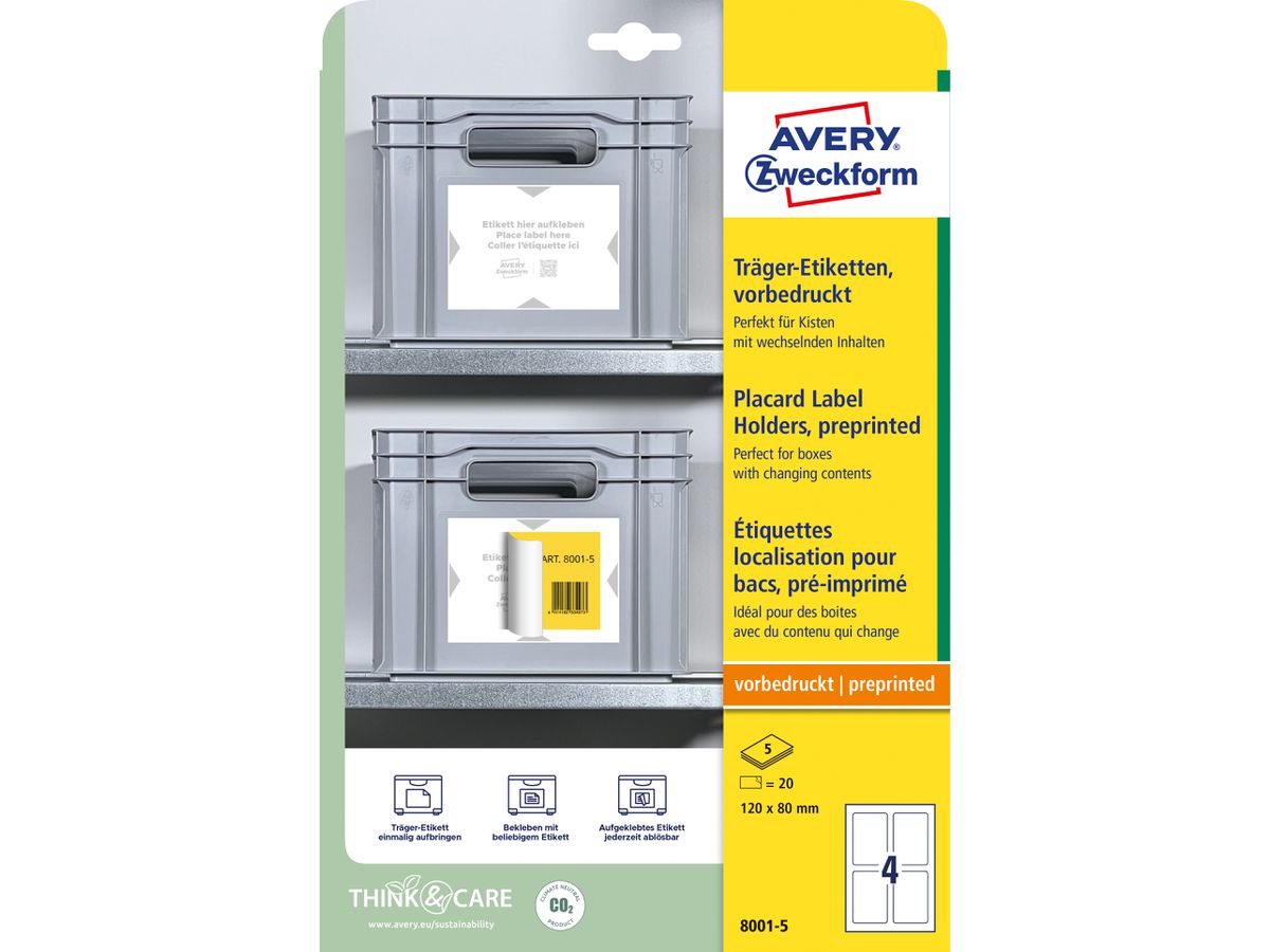 AVERY ZWECKFORM Etichette vettore 120x80mm 8001-5 grigio chiaro 20 pz./5 fogli (4004182334973)