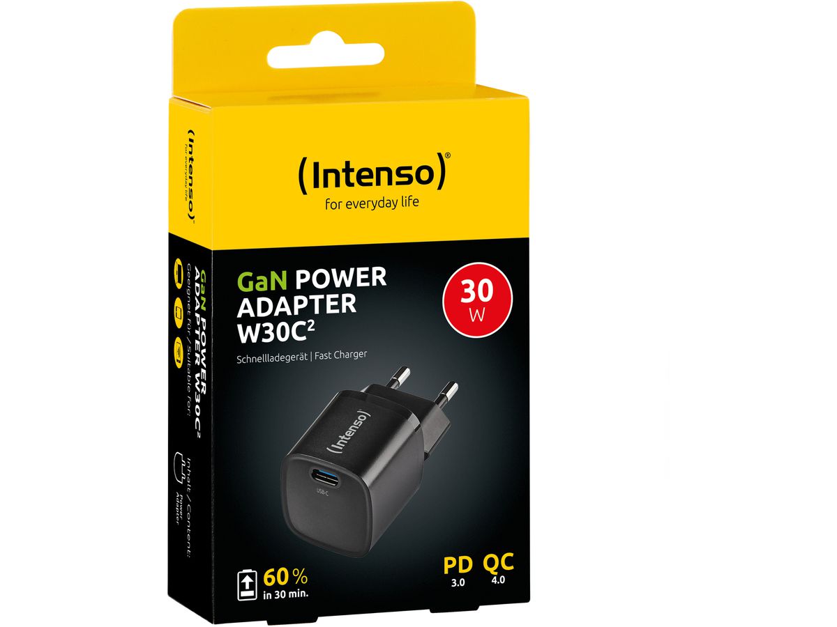 INTENSO Power Charger 30W GaN black 7803060 30W, 1xUSB-C (4034303034642)