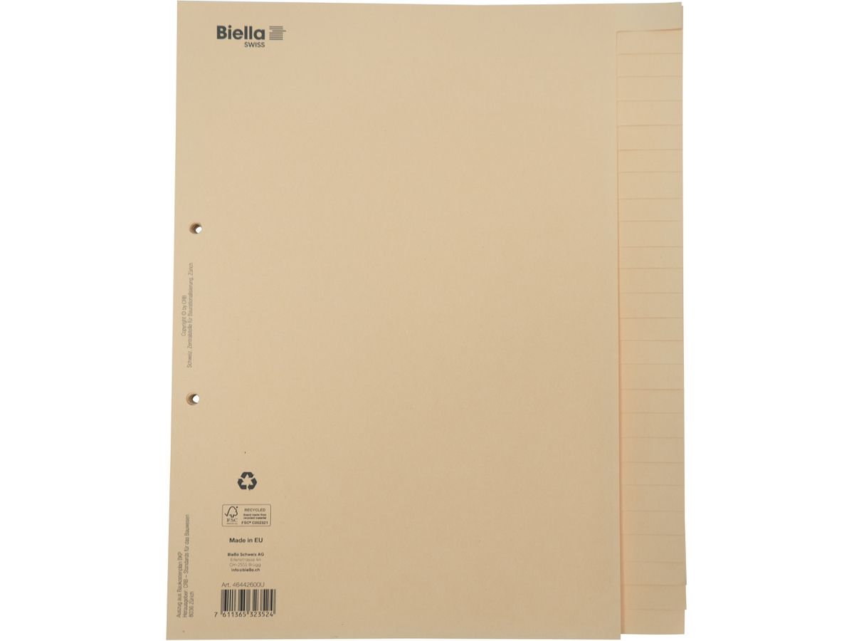 BIELLA Separ. fatturazioni edizila A4 46442600U marrone neutro 26 pzi. (7611365323524)