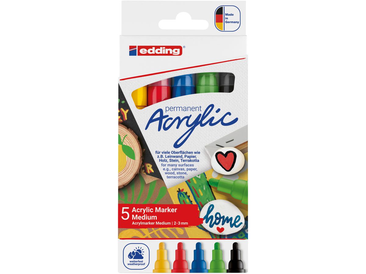 EDDING Acrylmarker 5100 2-3mm 5100-E5-basi basic, ass. 5 pezzi (4057305030931)