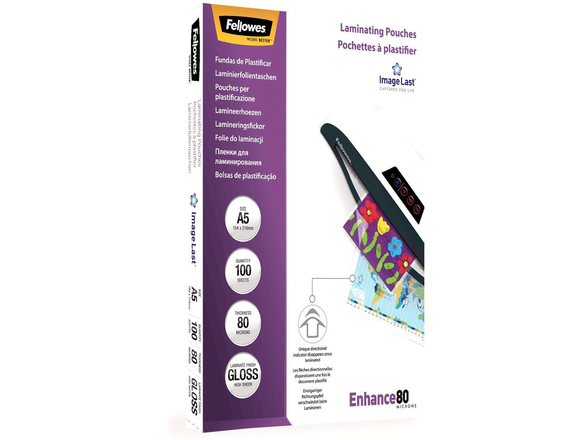 FELLOWES Pochettes à plastifier A5 5306002 brillant, 80my 100 pcs. (0077511530609)