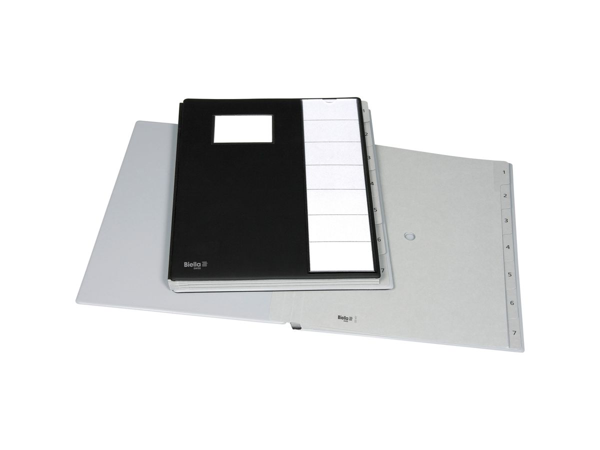 BIELLA Cartella banco Pronto A4 32040702U nero 7 scomparti (7611365223558)