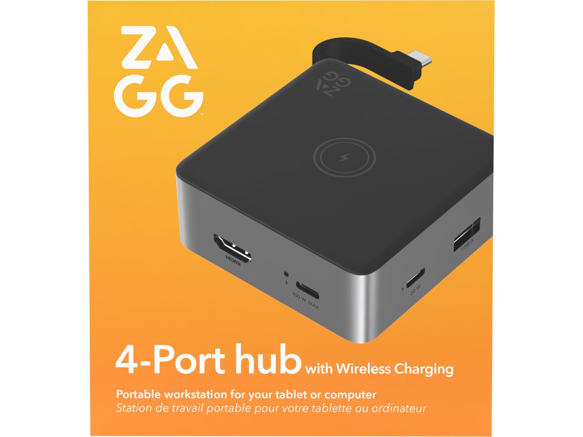 ZAGG 4-Port Hub Wireless charging 109816213 Black,Grey (0840390330550)