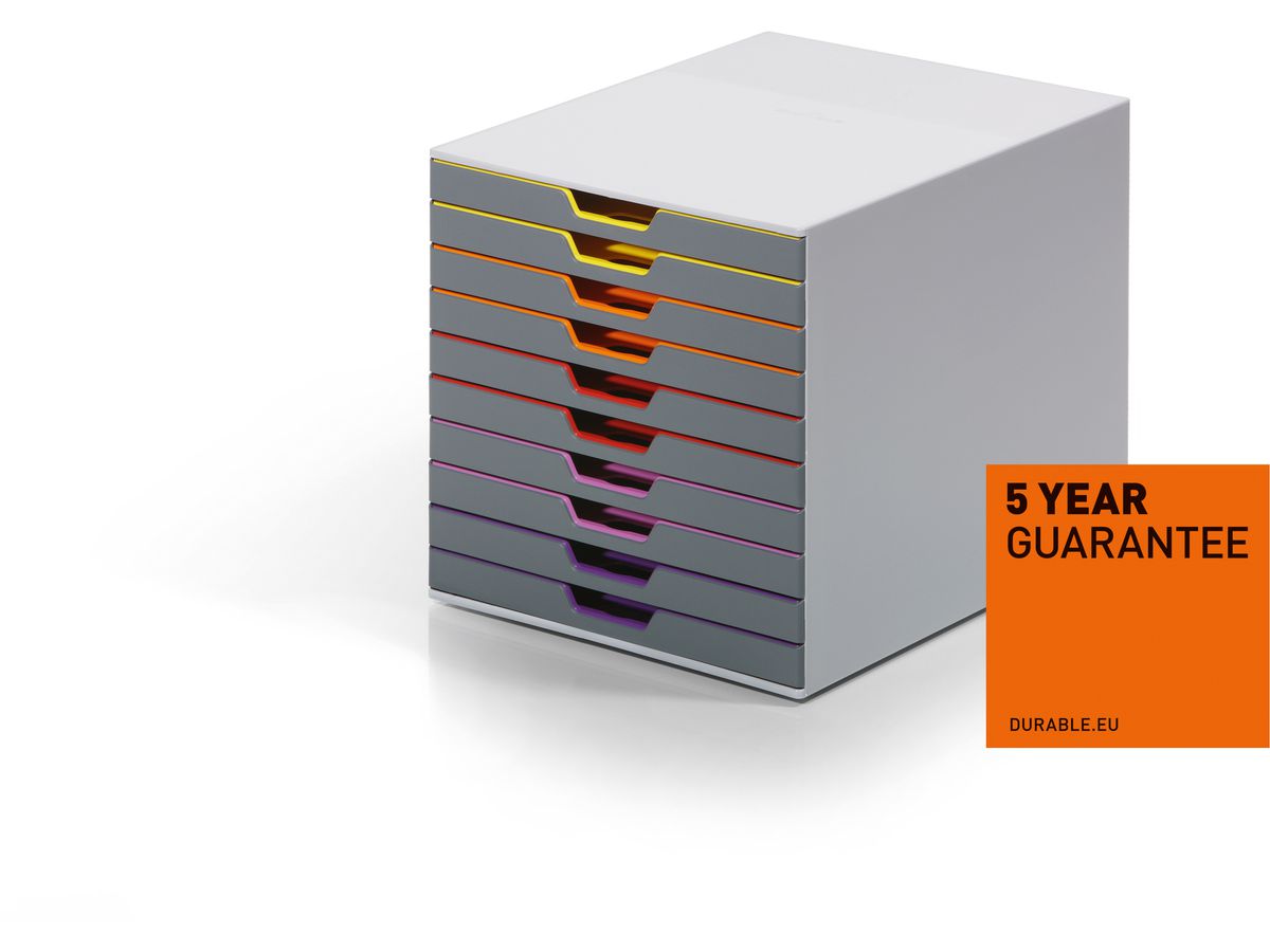 DURABLE Cassettiera Varicolor 10 761027 grigio/colorato 10 scomparti (4005546701615)