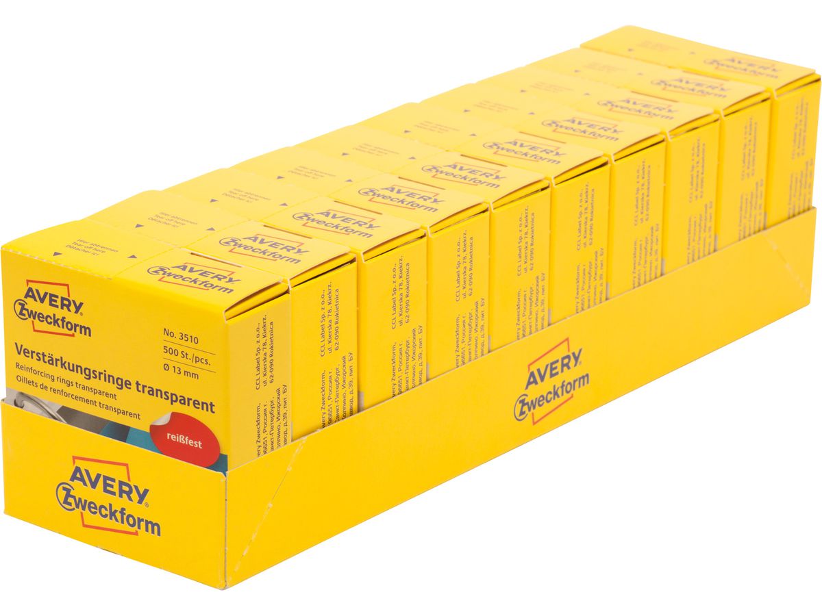 AVERY ZWECKFORM Verstärkungsringe 13mm transp. 3510 500 Stück (4004182035108)