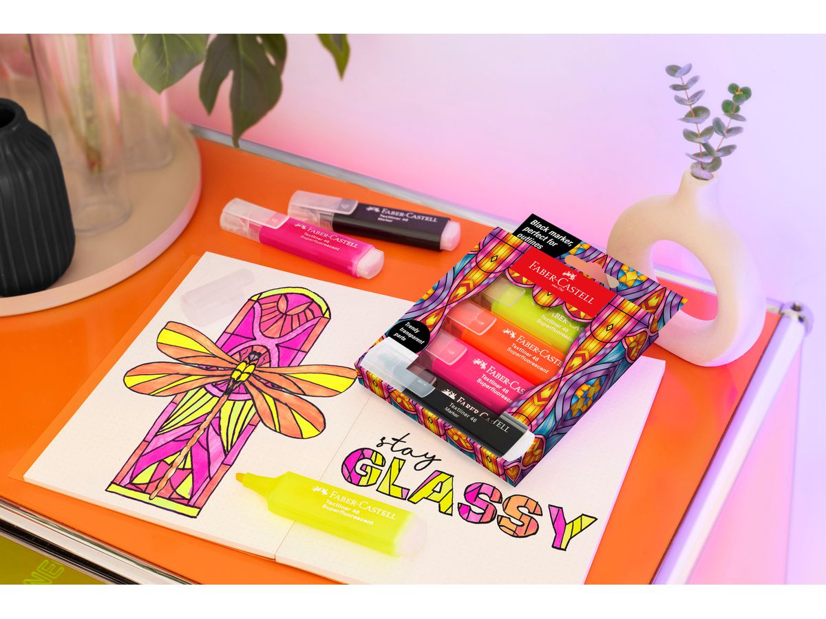 FABER-CASTELL Evidenziatore TL 46 Glassy 254693 Superfluor 4 pezzi (4005402546930)