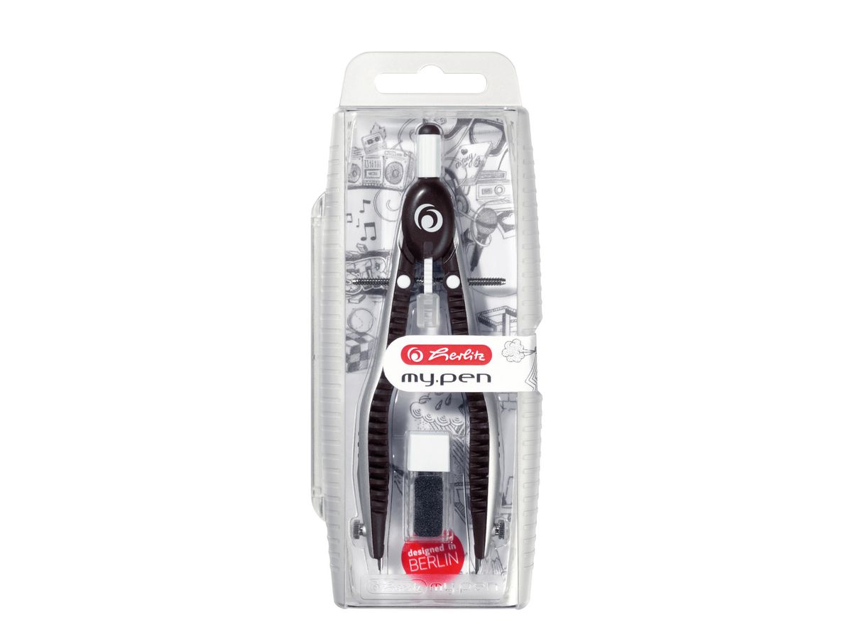 HERLITZ Compas my.pen 11122322 noir/gris, Blister (4008110408507)