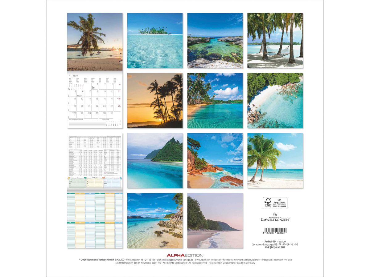 ALPHA EDITION Bildkalender 2026 160300 Summer Dreams ML 30x30cm (4069095003002)