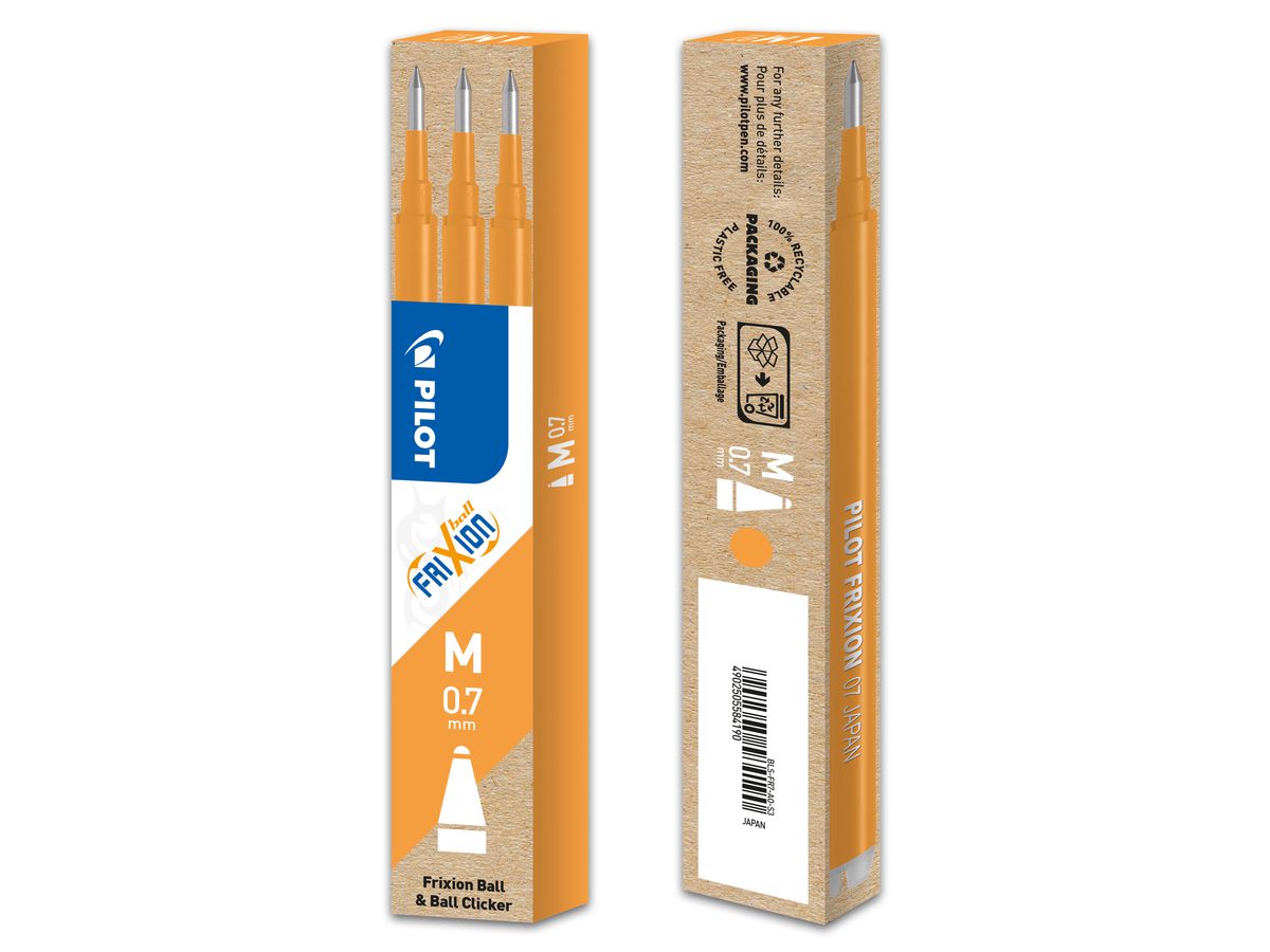 PILOT FriXion Refill 0.7mm BLS-FR7-AO apricot-orange 3 pezzi (4902505584190)