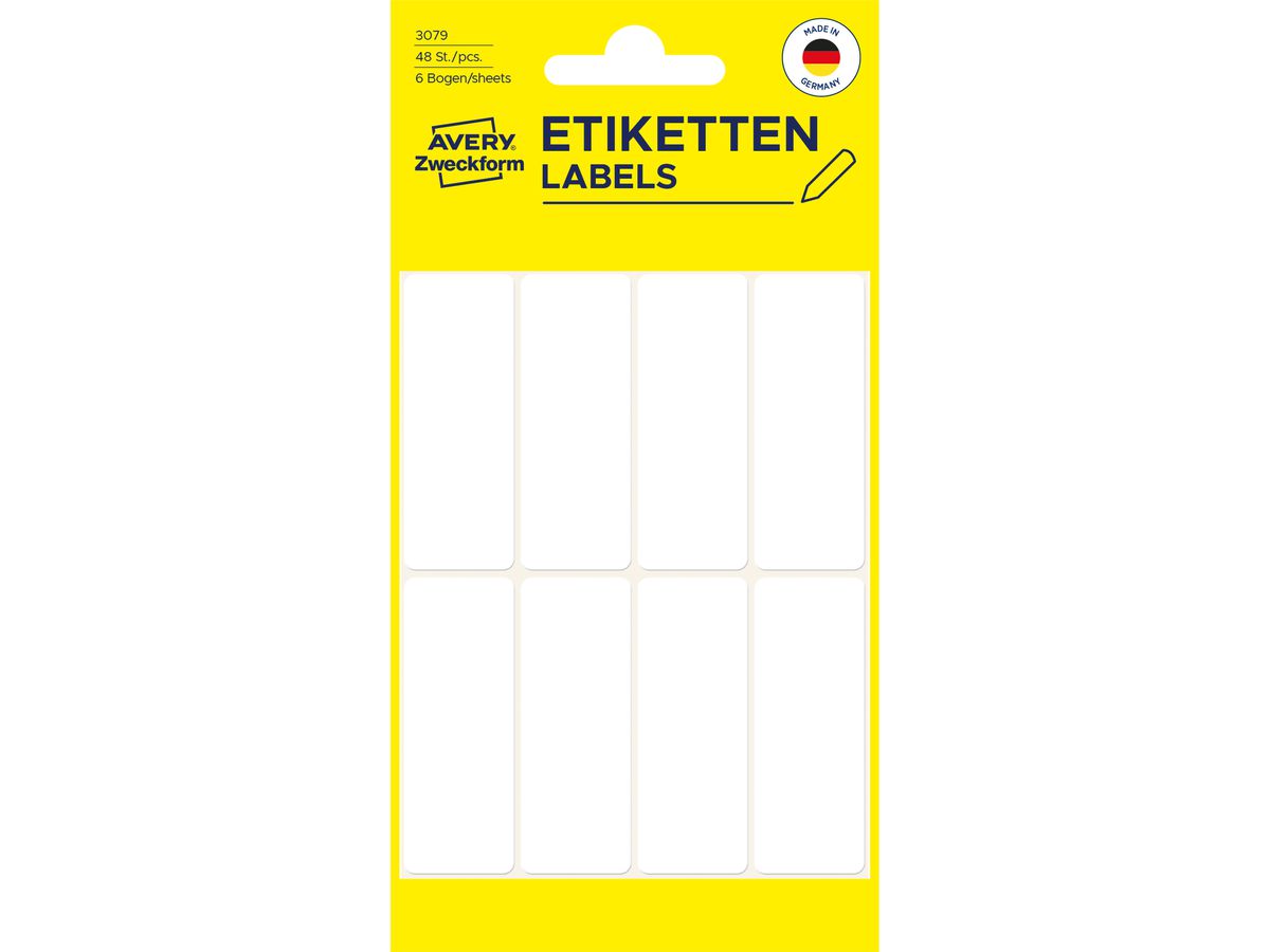 AVERY ZWECKFORM Etiketten 50×19mm 3079 weiss 48 Stück (4004182030790)