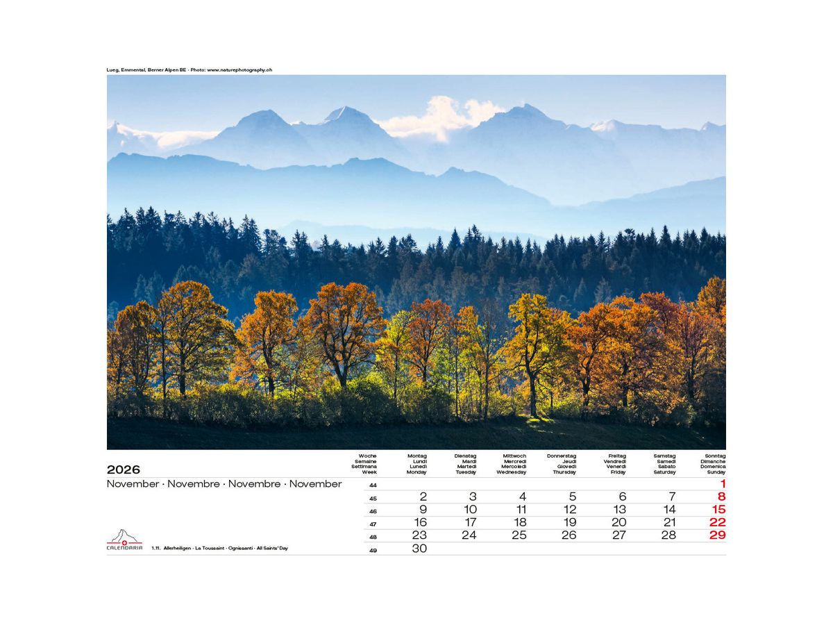 CALENDARIA Bildkalender 2026 9783036205083 Swiss Panorama ML 40x31cm (9783036205083)