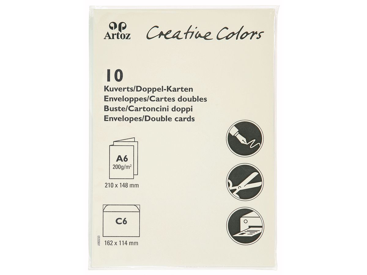ARTOZ Karten/Couverts Mosaic A6/C6 943201241 90g, elfenbein 10 Stück (7612996916710)