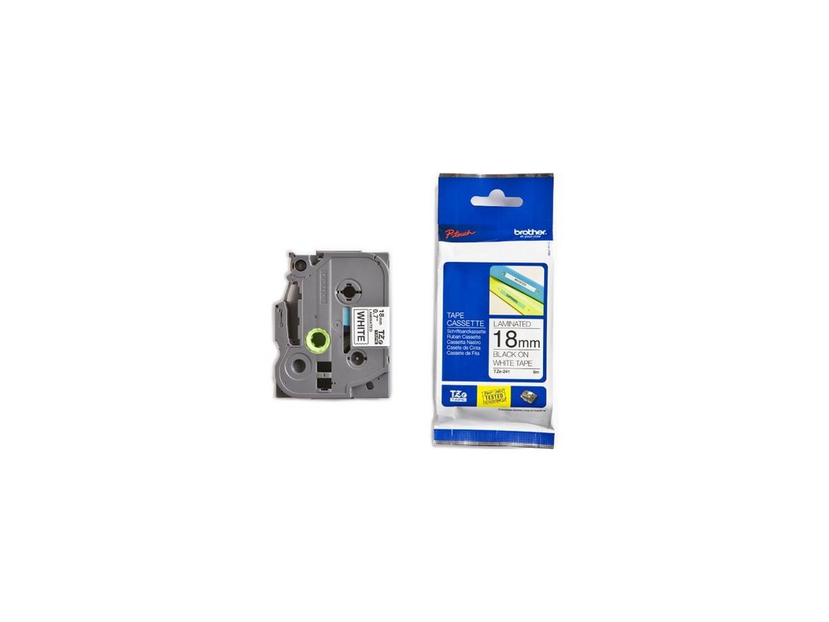 PTOUCH Ruban, laminé noir/blanc TZe-241 PT-2450DX 18 mm (4977766685306)