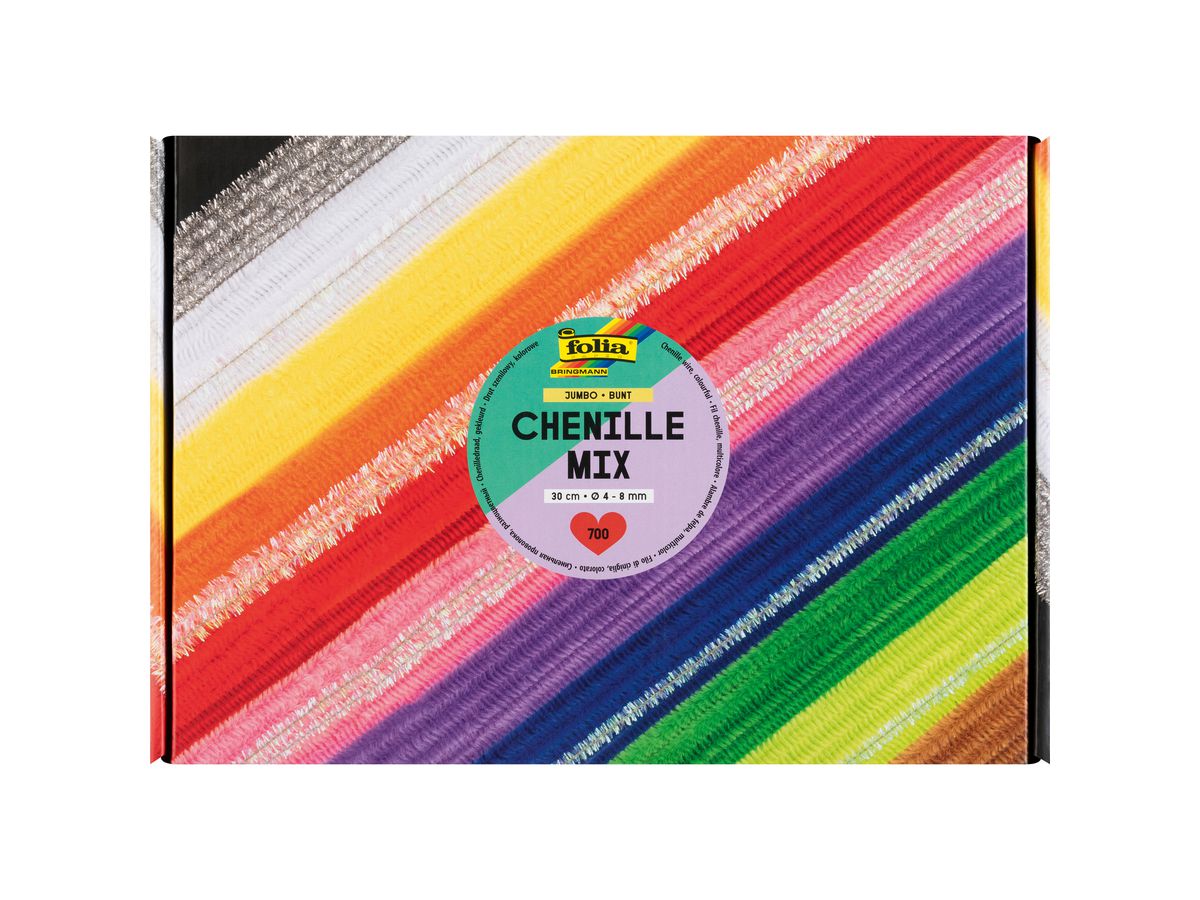FOLIA Chenille Mix Jumbo 30cm 778709 coleurs assorties 700 pieces (4001868136456)