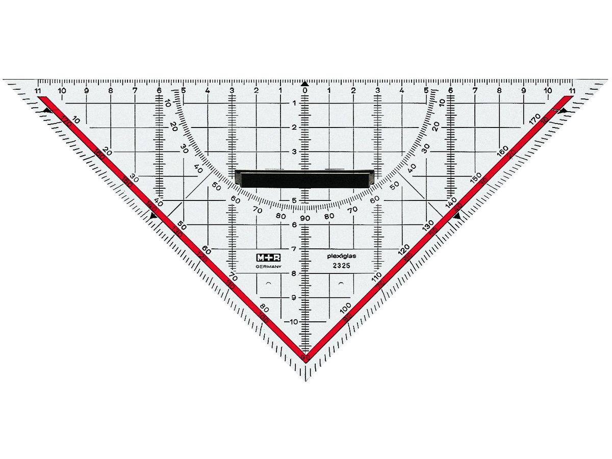 M+R Equerre Acryl 22cm 723250100 manche mobile, rouge (4004627416004)