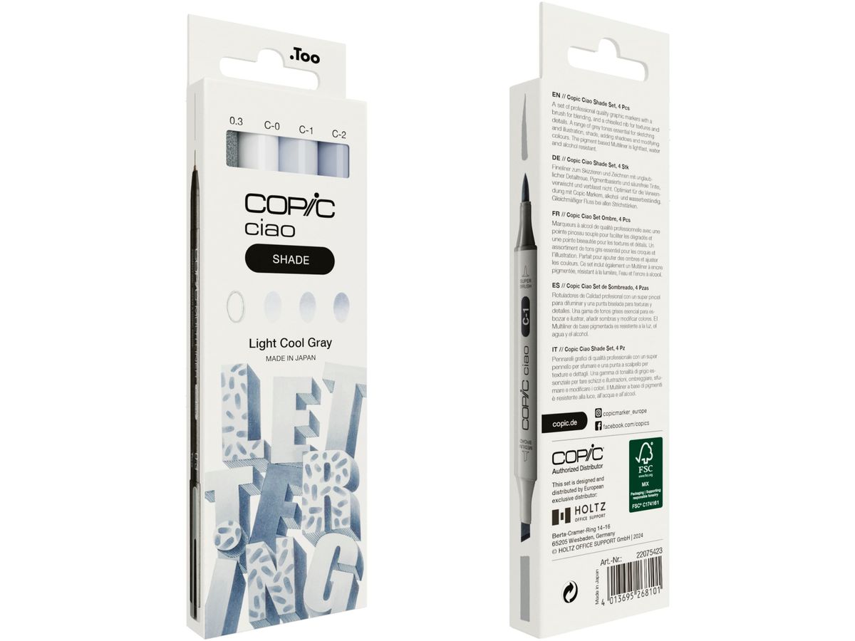 COPIC Marker Ciao Shade Set 22075423 Light Cool Gray 4 pièces (4013695268101)