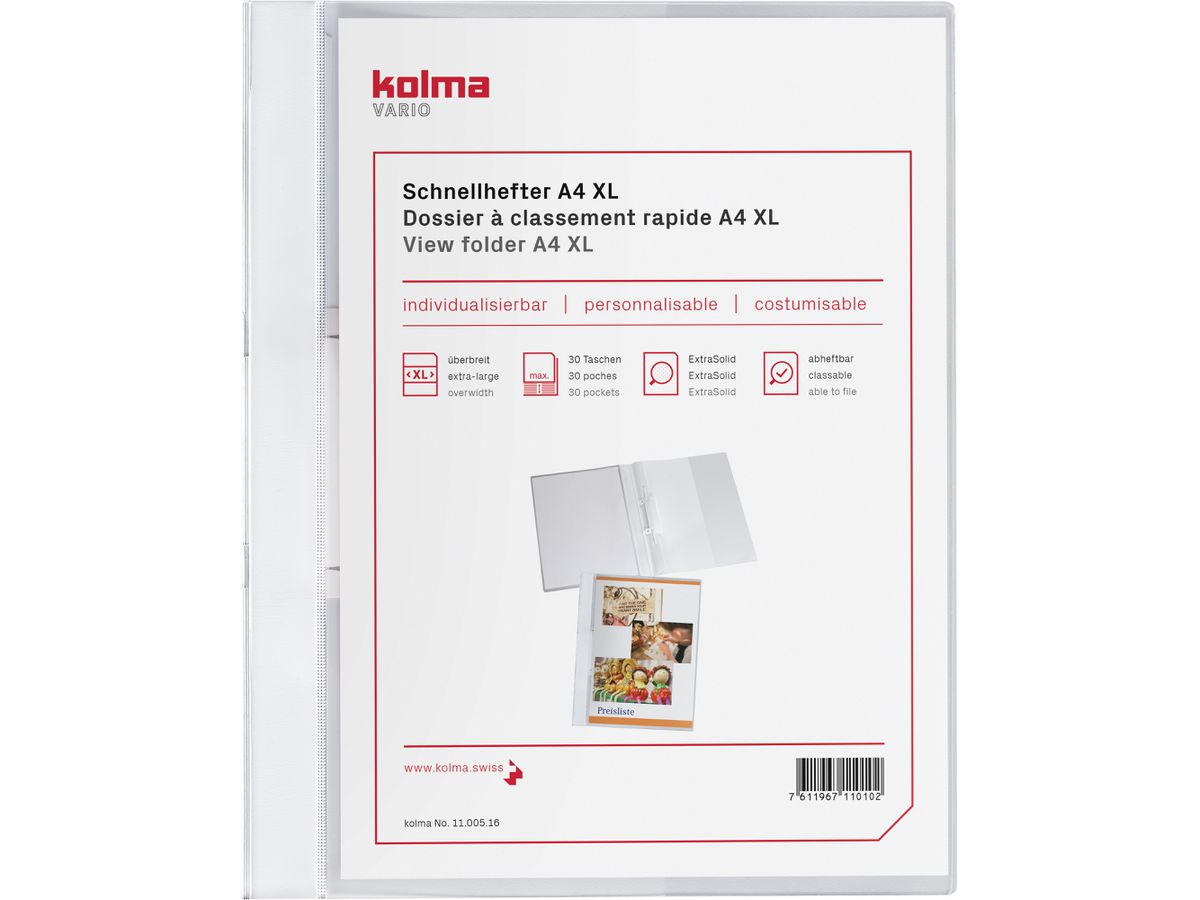KOLMA Schnellhefter Vario A4 XL 11.005.16 weiss, ExtraSolid (7611967110102)